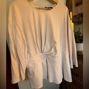 Eloquii White Blouse with Gathered Detail